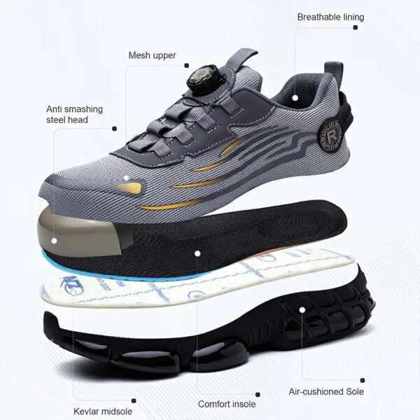 Breathable Safety Work Shoes - Steel Toe, Puncture Resistant, Non-Slip Durable Athletic Shoes for Industrial and Casual Wear, Black and Grey with Reflective Stripes (Can Be Worn by Both Men and Women)%022101 (Copy) - Image 13