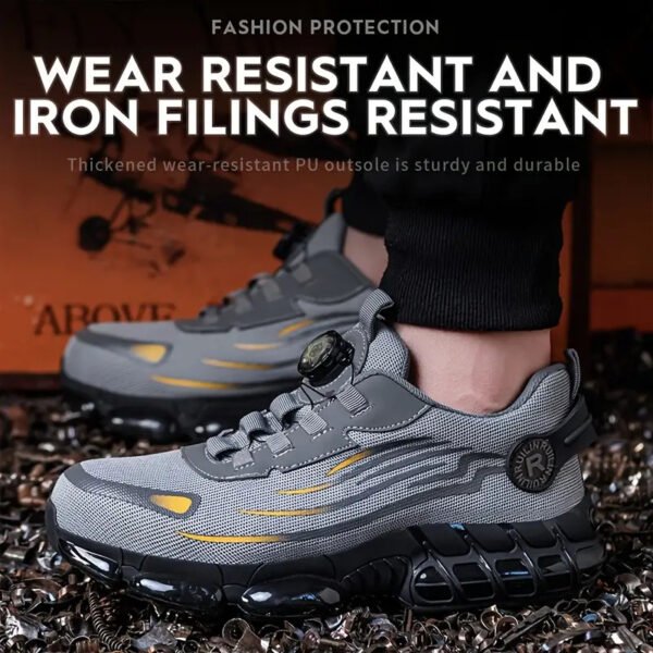 Breathable Safety Work Shoes - Steel Toe, Puncture Resistant, Non-Slip Durable Athletic Shoes for Industrial and Casual Wear, Black and Grey with Reflective Stripes (Can Be Worn by Both Men and Women)%022101 (Copy) - Image 10