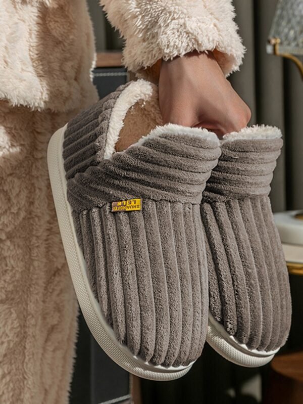 Women's Fashionable Pink Solid Color Slipper Boots With Letter Decals & Teddy Bear Lining%010405 - Image 15