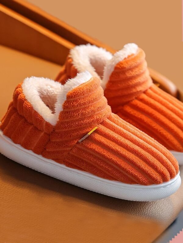 Women's Fashionable Pink Solid Color Slipper Boots With Letter Decals & Teddy Bear Lining%010405