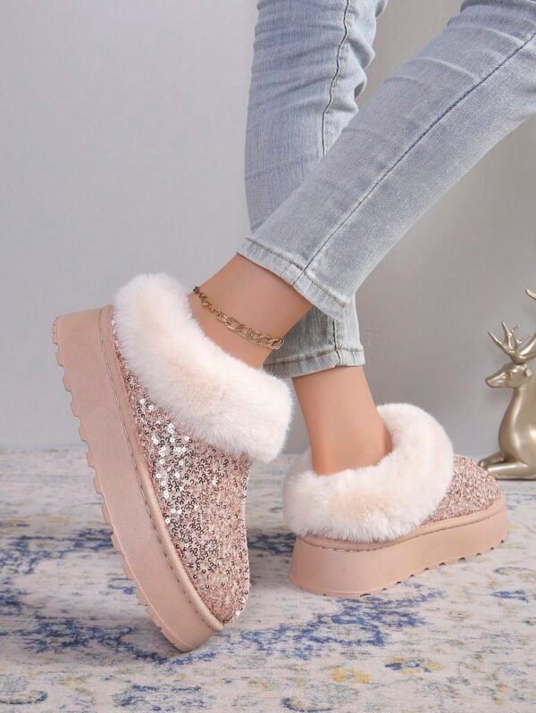 New Glitter Snow Boots For Women, Warm Short Boots, Fashionable Style, Thick Winter Shoes With Anti-Slip Outsole For Outdoor Use In Winters%010311 - Image 11