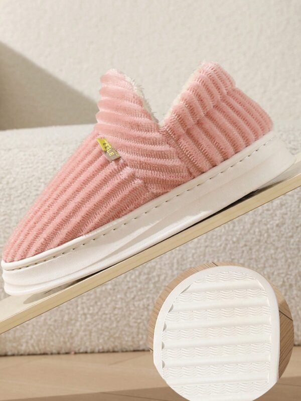Women's Fashionable Pink Solid Color Slipper Boots With Letter Decals & Teddy Bear Lining%010405 - Image 4