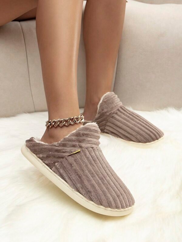 Women's Fashionable Pink Solid Color Slipper Boots With Letter Decals & Teddy Bear Lining%010405 - Image 6