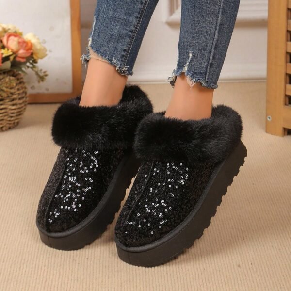 New Glitter Snow Boots For Women, Warm Short Boots, Fashionable Style, Thick Winter Shoes With Anti-Slip Outsole For Outdoor Use In Winters%010311 - Image 6