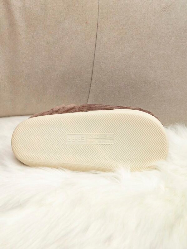 Women's Fashionable Pink Solid Color Slipper Boots With Letter Decals & Teddy Bear Lining%010405 - Image 5